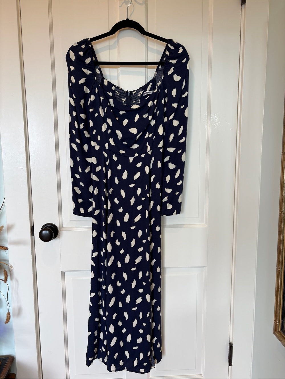 Reformation Navy Blue Long Sleeve Midi Dress